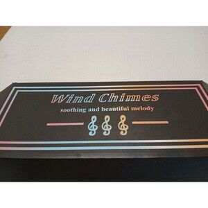 Wind Chimes Soothing And Beautiful Melody. Black Aluminum And Wood Grain. New.